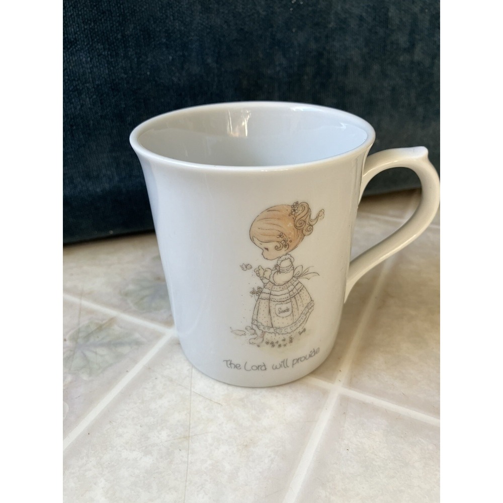 Vintage 1985 Precious Moments THE LORD WILL PROVIDE Porcelain Mug Cup Excellent